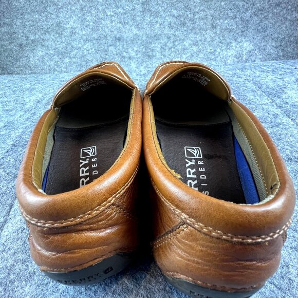 Sperry Mens 10M Brown Boat Driver Leather Slip-On Loafers Moccasin Rubber Sole - Picture 10 of 12